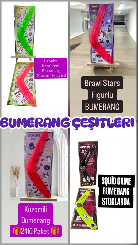 Adet: 15₺ / Bumerang Oyuncak Karışık Modeller / 48li Paket
