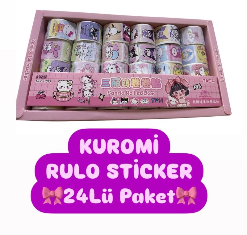 Adet: 12,5 ₺ / Kuromi Rulo Sticker / 24lü Paket