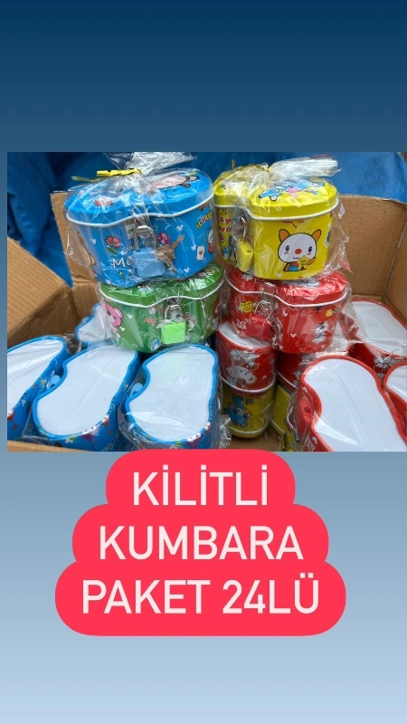 Kilitli İthal Metal Kumbara / 24lü Paket