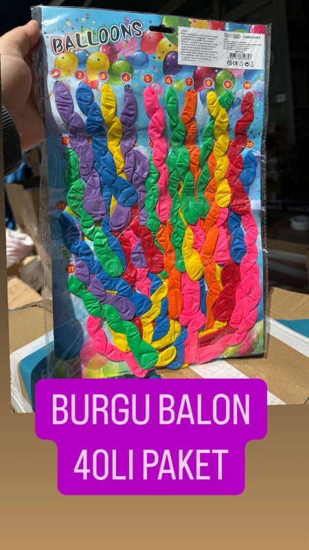 Adet: 2,25₺ / Burgulu Balon Trend Ürün / Paket 40lı