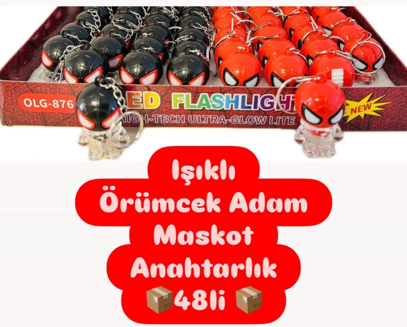 ÖRÜMCEK ADAM SPİDERMAN IŞIKLI OYUNCAK ANAHTARLIK / 48Lİ PAKET