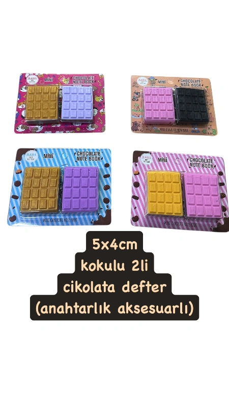 2Lİ Kokulu Mini Çikolata Defter  5x4cm  / 24lü Stant
