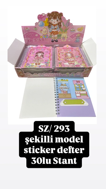SZ 293 Şekilli Model Giydirmeli  Sticker Defter /  30lu Stant