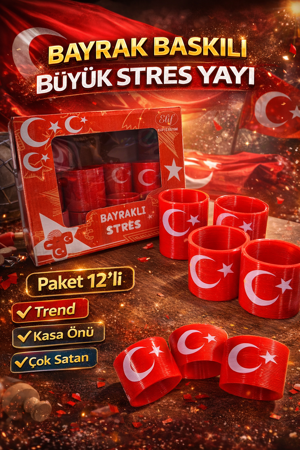 BAYRAK MODEL BÜYÜK STRES YAYI / 12li Paket