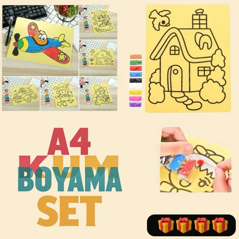 Adet: 15₺ / Kum Boyama A4 / 60LI Paket Karma