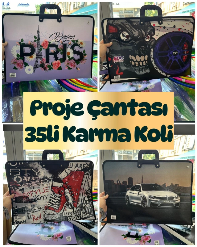 35x50 Desenli Proje Çantası / 35li Karma Koli