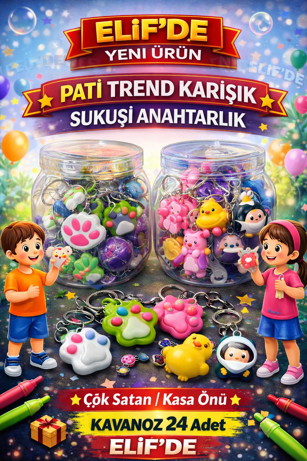 Pati Trend karışık Sukusi Anahtarlık/ 24lü Kavanoz