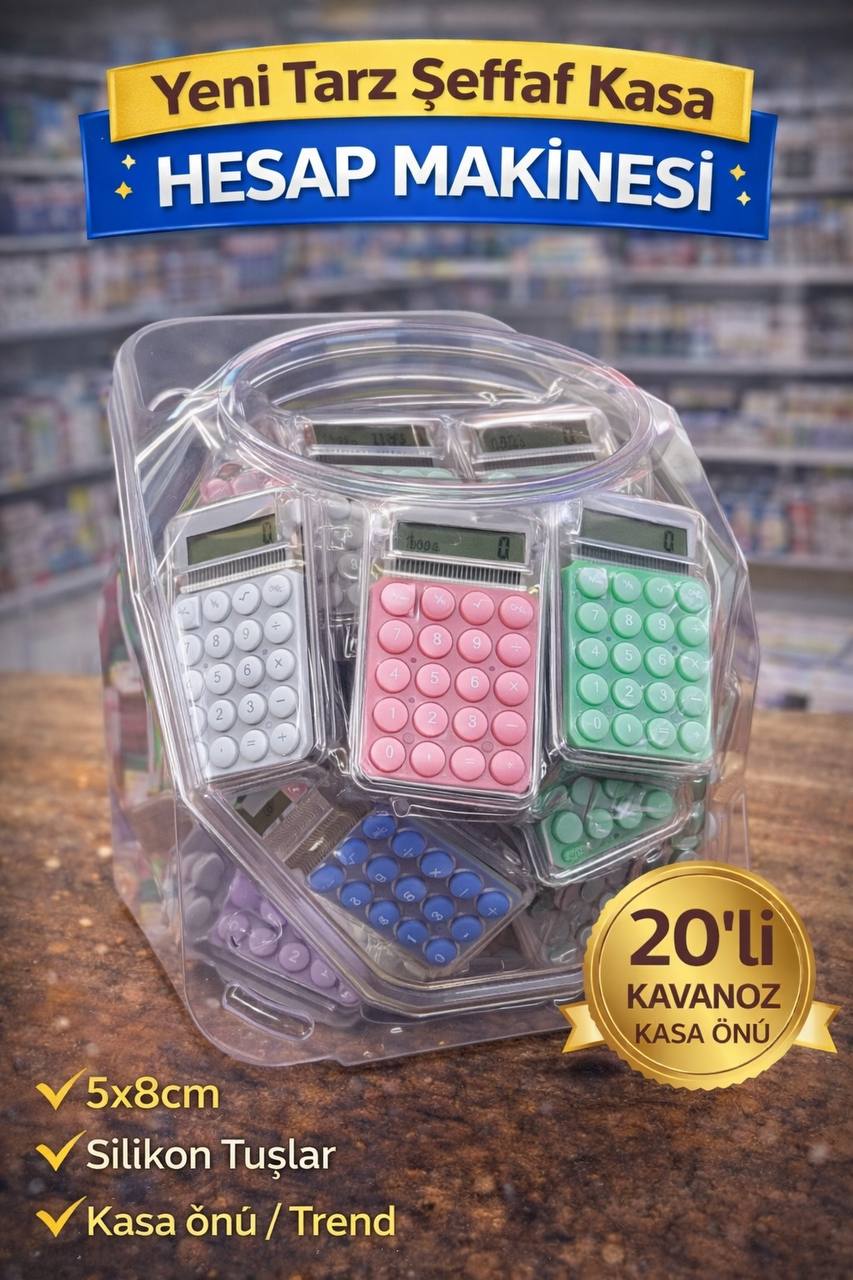 SİLİKON TUŞLU HESAP MAKİNESİ /20Lİ KAVANOZ