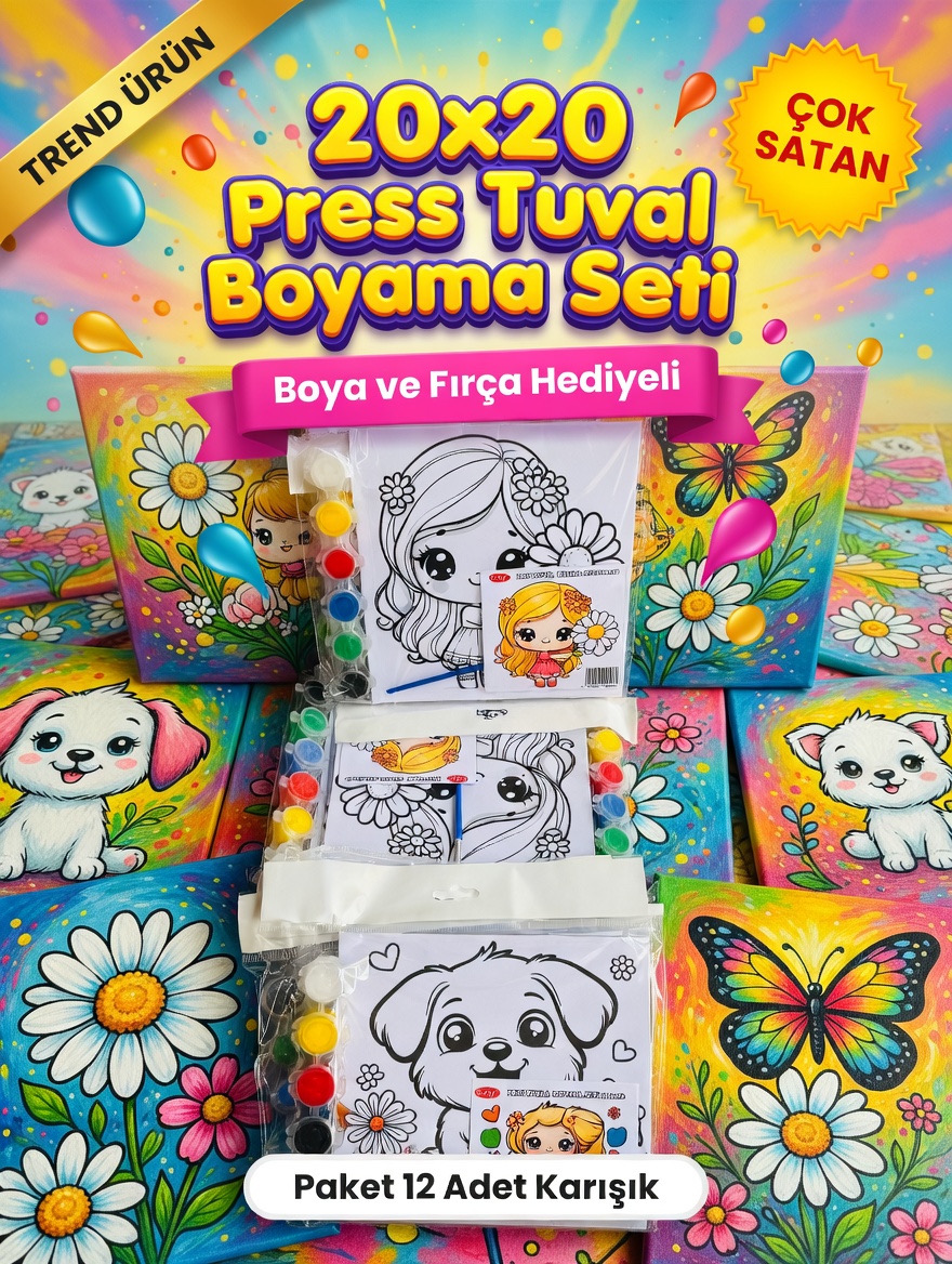 20x20 Press Tuval Seti Boya Fırça / 24lü Paket
