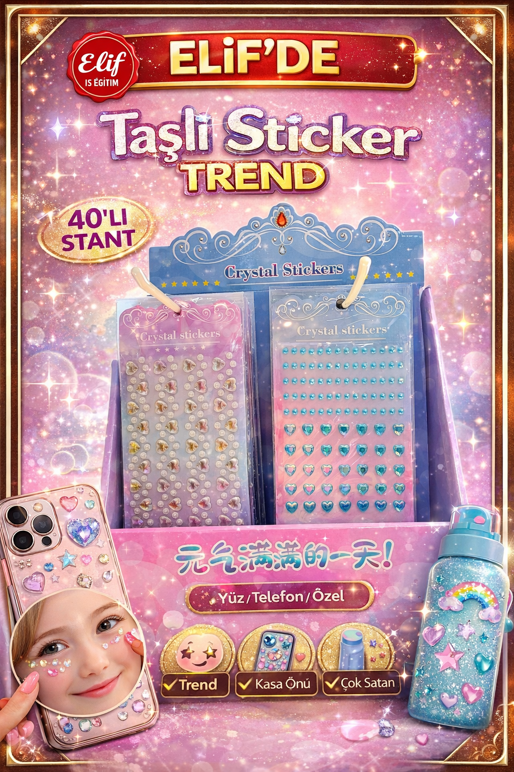 Taşlı STİCKER / 40lı Stant KasaÖnü