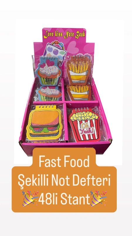 FAST FOOD MODEL ŞEKİLLİ NOT DEFTERİ / 48Lİ STANT
