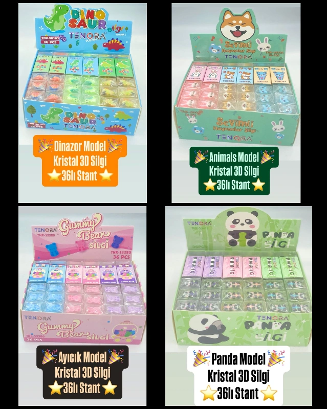 YENİ TENORA 3D SİLGİLER / 36LI PAKETLER