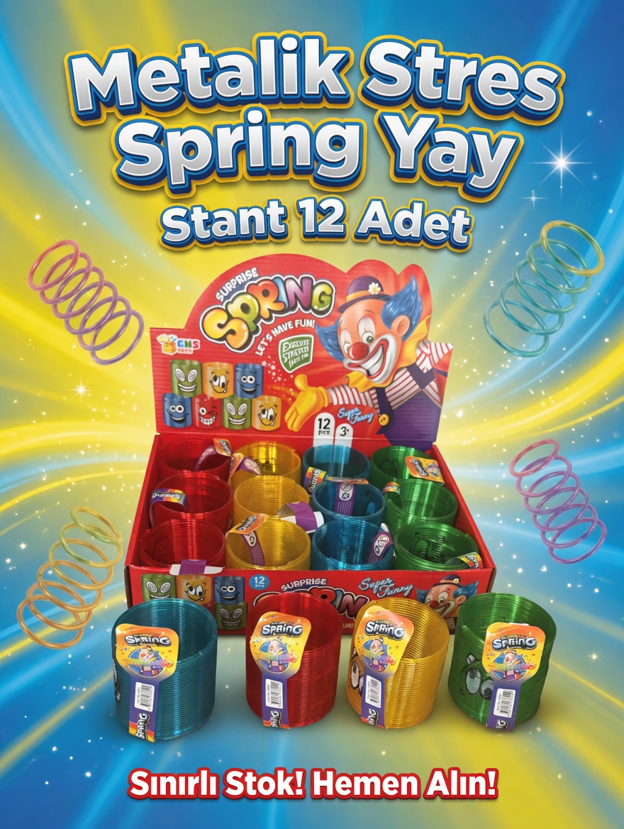 Metalik Stres Yay Spring / 12li Karisik Paket
