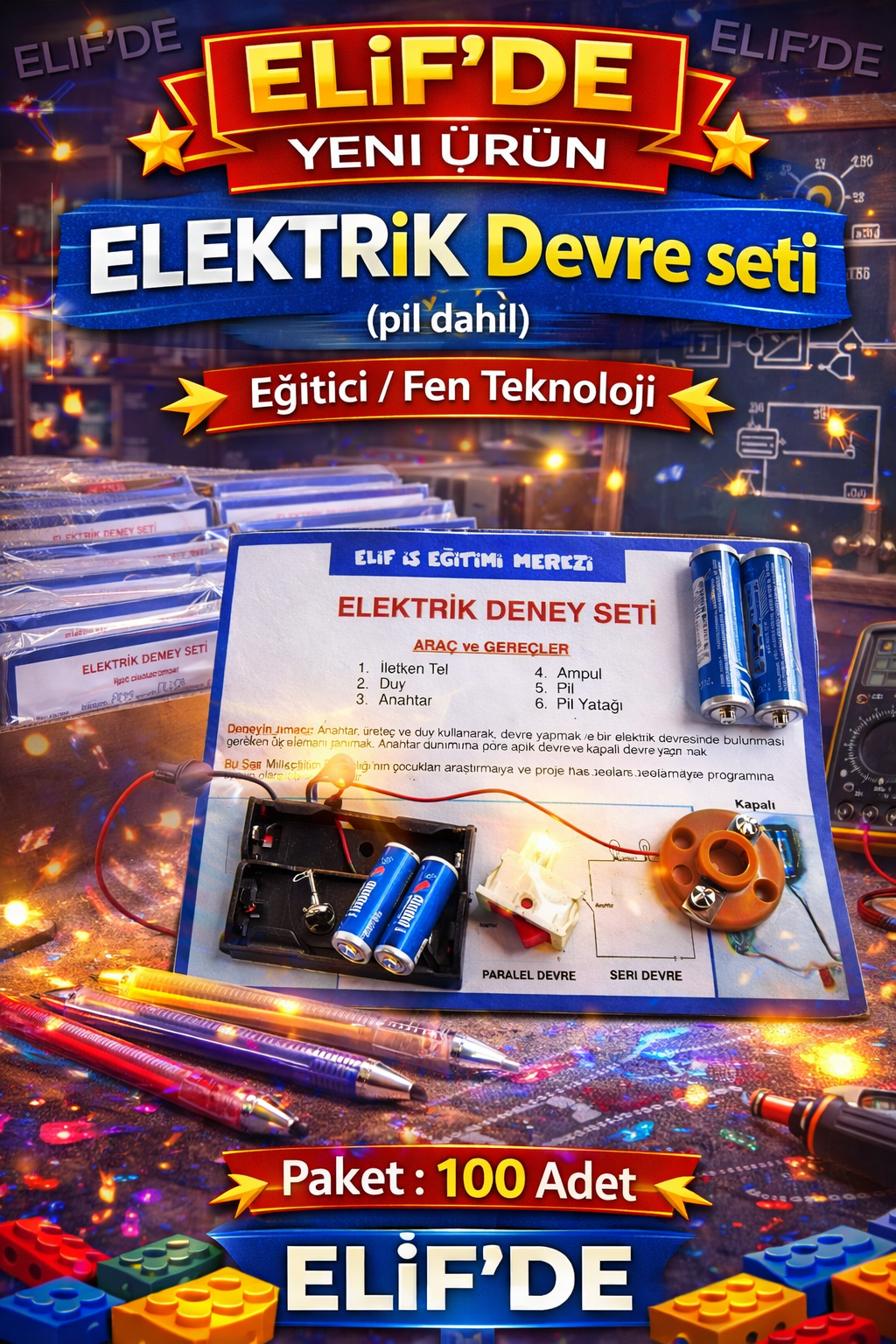 Elektrik Devresi seti pil dahil/ paket 100 adet