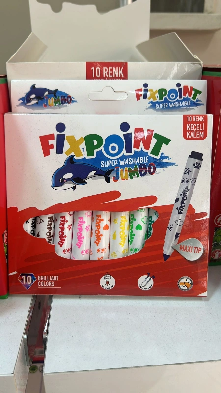 LÜKS JUMBO KEÇELİ FİXPOİNT 10 RENK ( 12Lİ STANT)