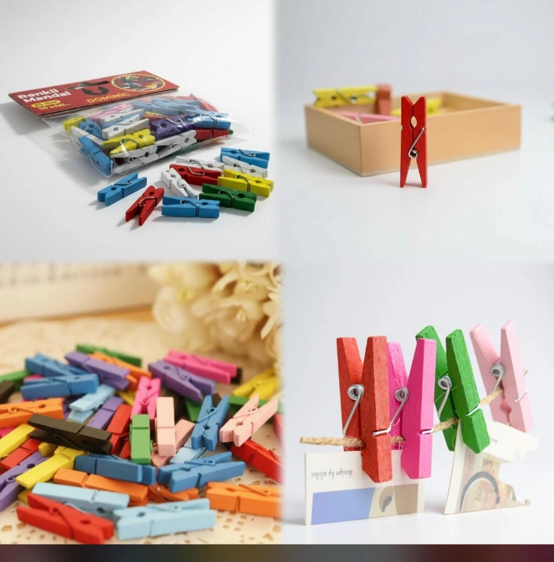 MİNİ DEKORATİF MANDAL RENKLİ/ 12Lİ PAKET