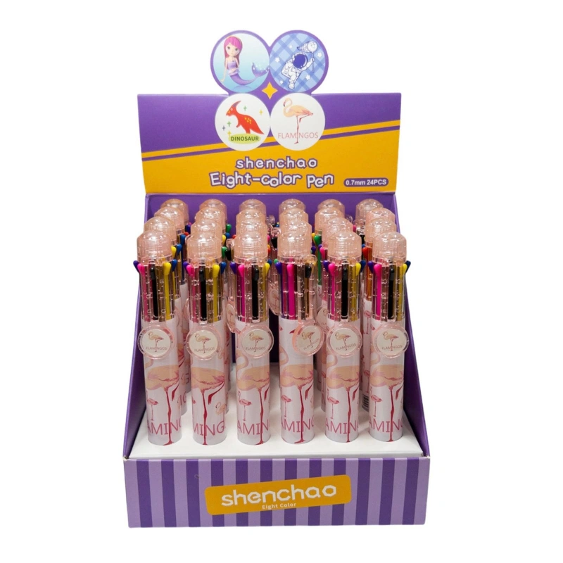 Adet:  33,50₺/  8Renk Çoklu TükenmezKalem Flamingo Model / 24lü Paket