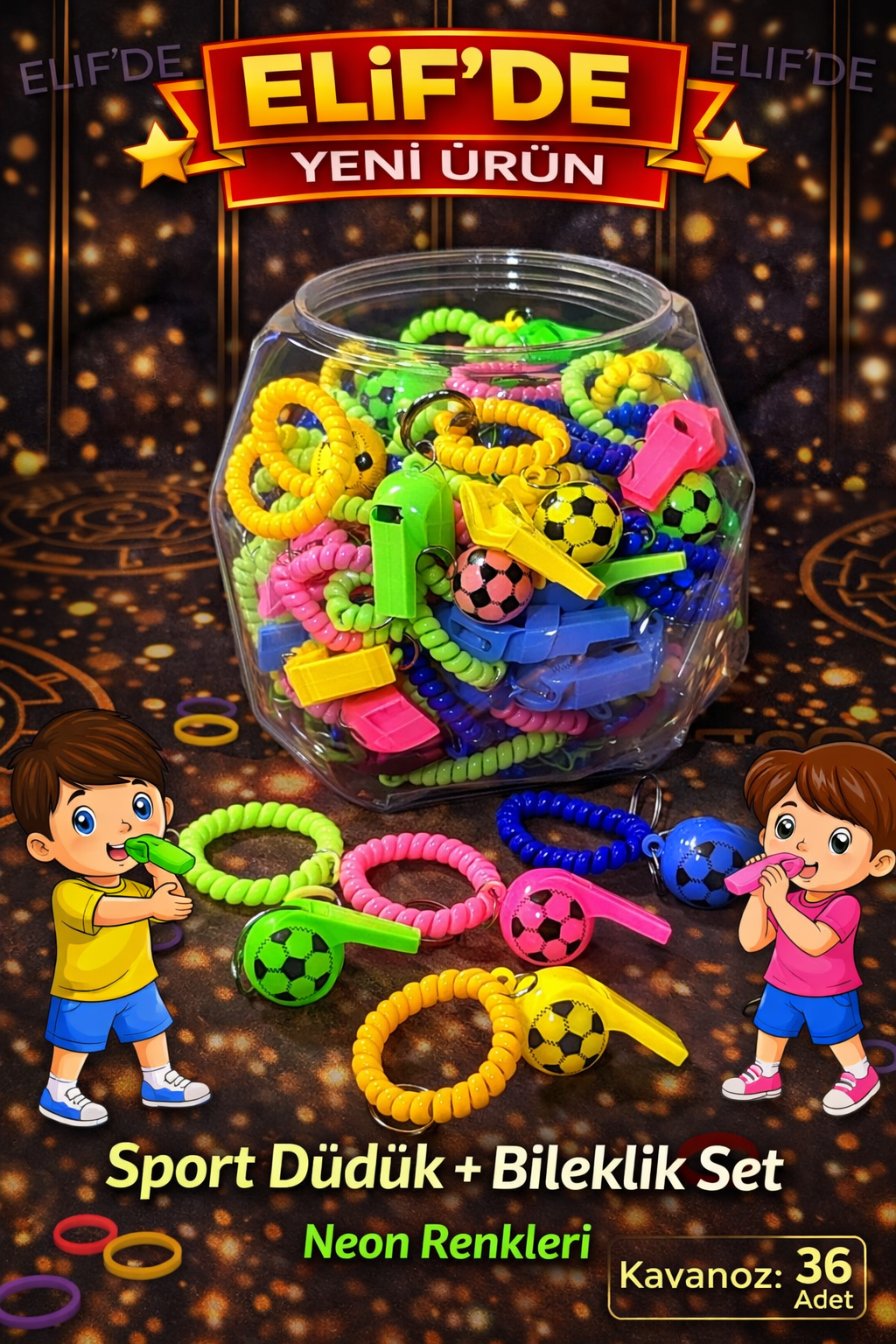 Düdük + Bileklik Set / 36li Kavanoz