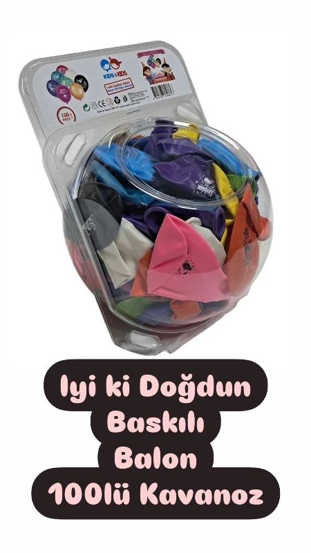 Özel Kavanoz Kasa Önü İyiki Doğdun Baskılı Balon Gemar /  100lü Paket
