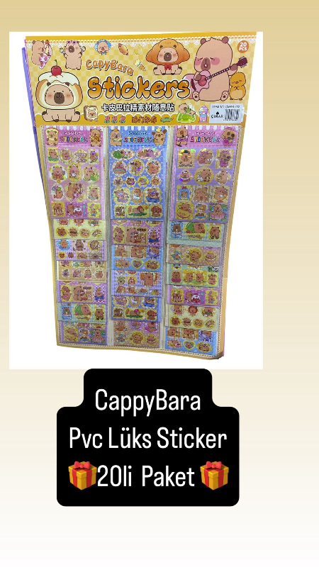 Adet: 12,5 ₺ / CappyBARA PVC Lüks Sticker / paket 20li
