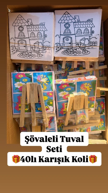 16x16 Resimli Tuval + Şövale / 40lı Koli