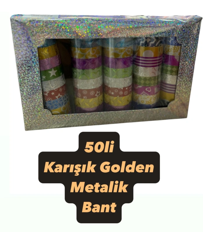 Adet: 5₺ / Gold Deko Bant Metalik / 50li paket