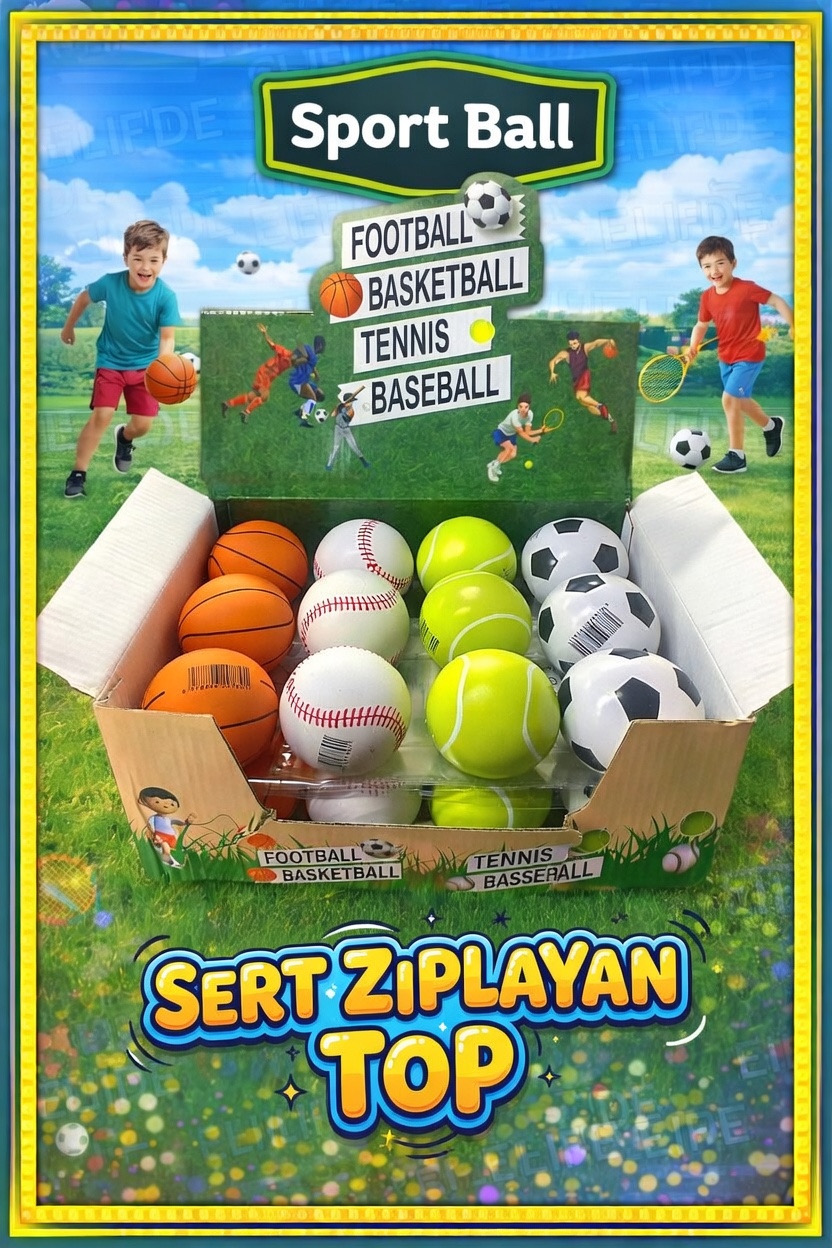 Sport Ball Sert Zıplayan Top / 24lü Stant