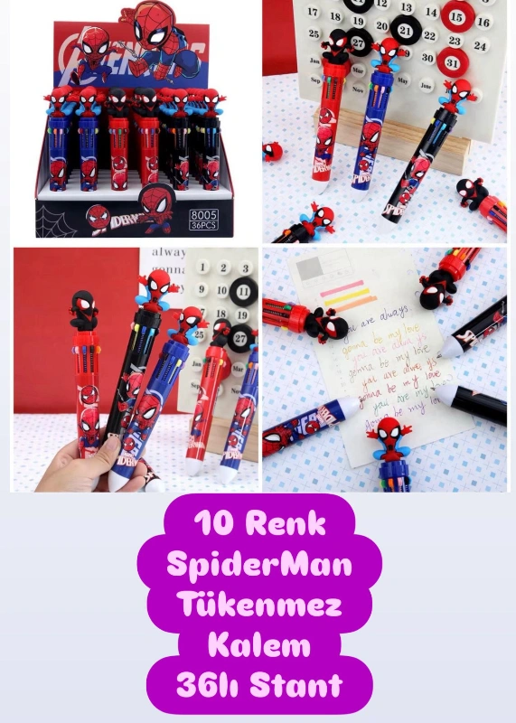 10RENK SPİDERMAN KALEM / 36LI STANT