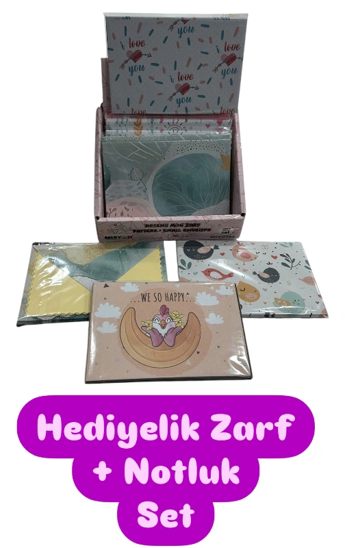 Hediyelik Zarf Set 5 Zarf +5 Notluk / Kutu 10 Set