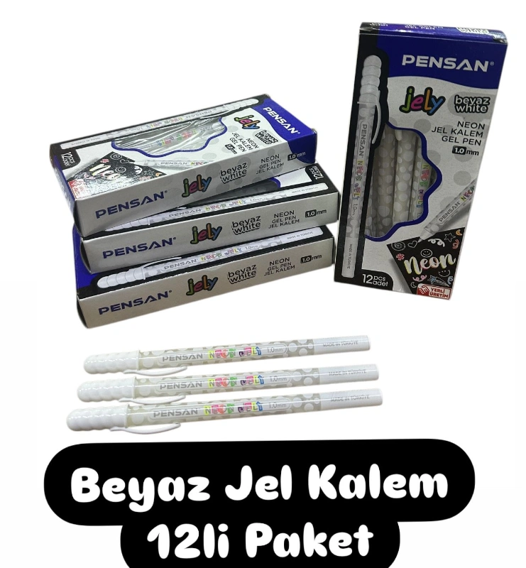 Pensan Beyaz Jel Kalem / 12li Paket