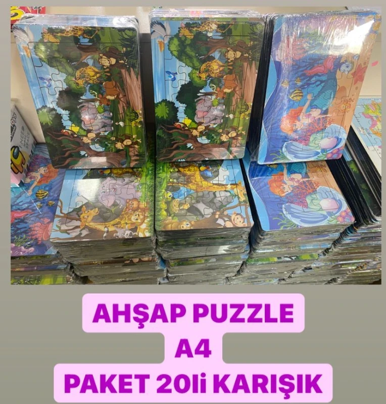 Ahşap Puzzle A4 / paket karışık