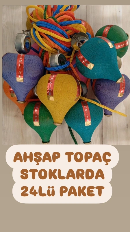 Ahşap Topaç Renkli / 24lü Paket