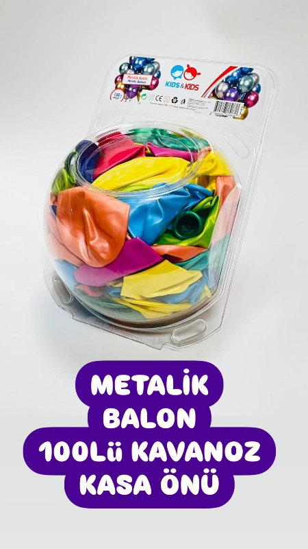 Özel Kavanoz Kasa Önü Metalik Balon Gemar /  100lü Paket
