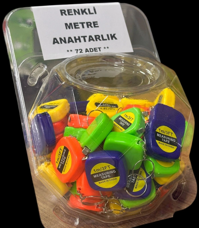 RENKLİ METRE ANAHTARLIK / 72Lİ KAVANOZ