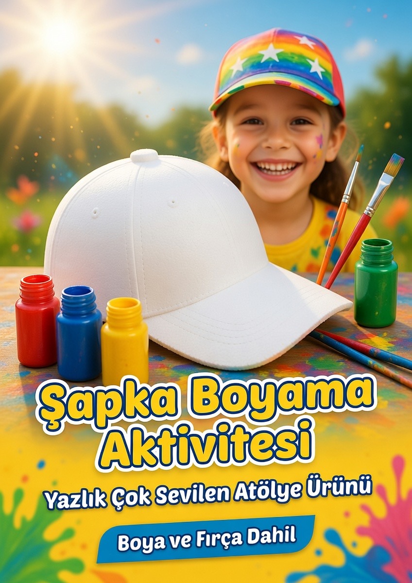 Şapka Boyama + Boya Fırça Yanında / 12li Paket