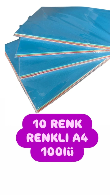 10 RENK RENKLİ FOTOKOPİ KAĞIT 100LÜ
