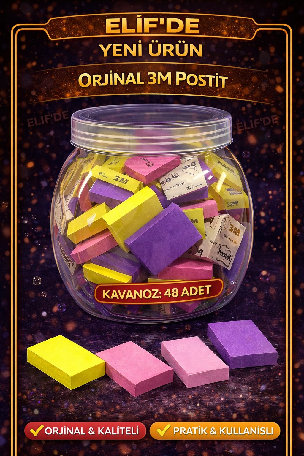 3M ORJİNAL Postit / 48li Kavanoz