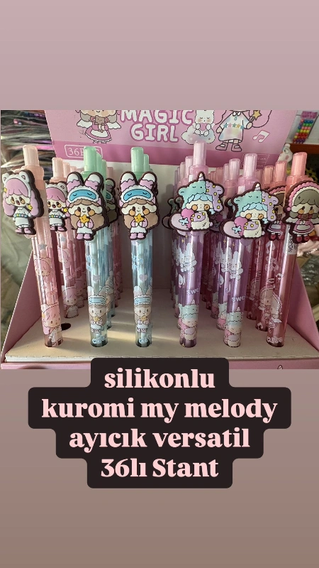 Silikonlu Süslü My Melody Versatil Kalem / 36lı Stant