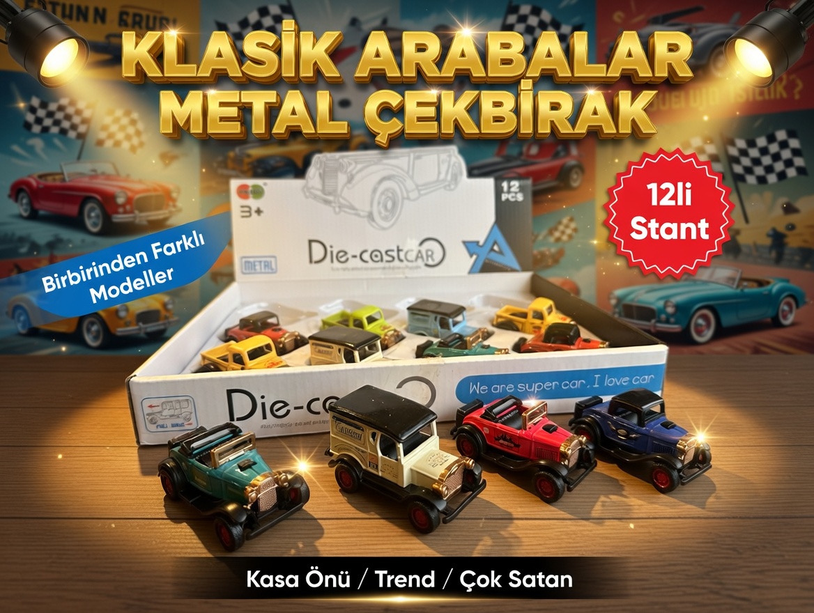METAL KLASİK ARABALAR/ 12li Stant