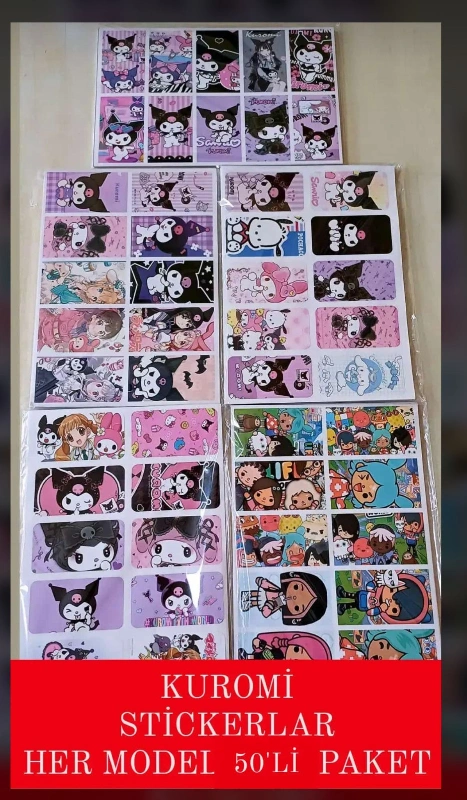 Sticker Kuromi Karakterli Modelleri / 50li Paket