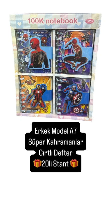 Adet: 60₺ /Süper Kahramanlar Cırtlı Not Defteri / paket 20li