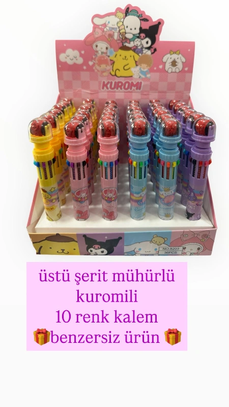 Adet: 39,5 ₺ / Kuromi Üstü Mühürlü 10renk Kalem /  36lı Paket