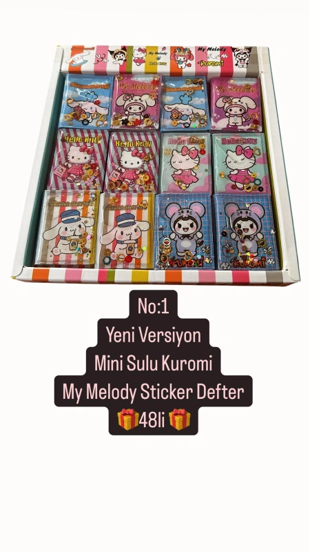 Adet: 17,5 ₺ / Yeni Versiyon Karışık Kız Model Mini Sulu Defter / 48li Paket