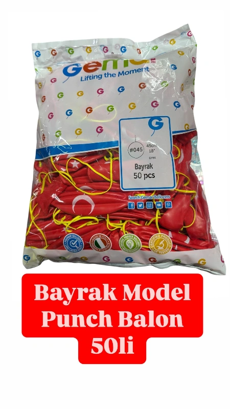 Adet: 6,5 ₺ / Bayrak Punch Balon  / 50li  Paket