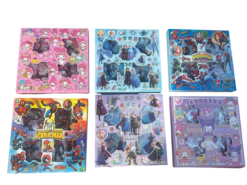 100lü Lüks Karakterli Kutulu Giydirme Sticker / 24lü Karışık Box