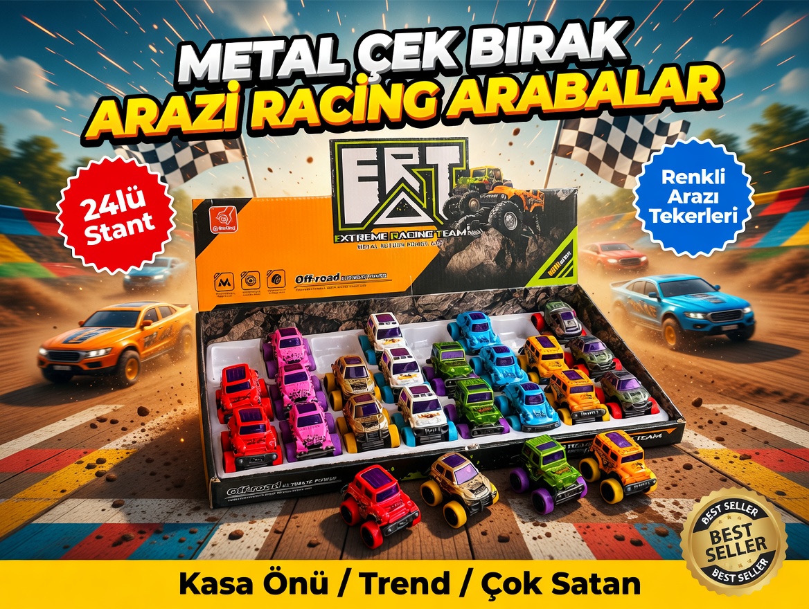 METAL ÇEK BIRAK ARAZİ ARABASI / 24lü Stant