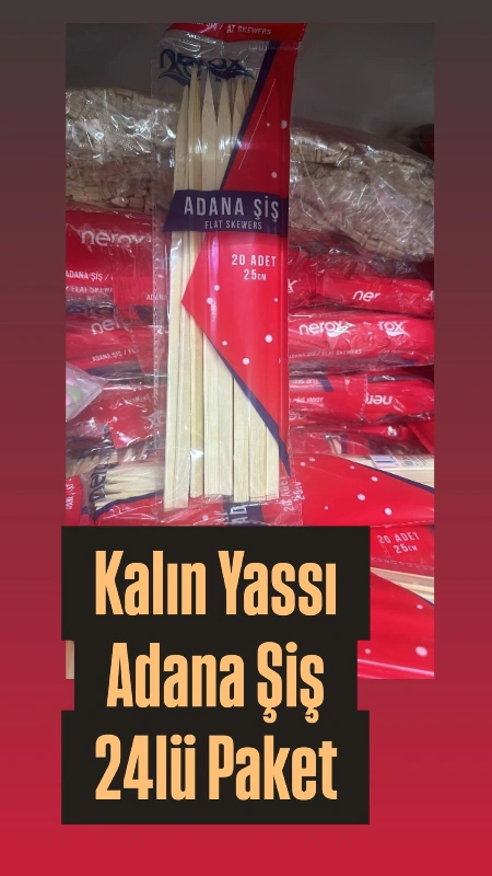 / Ahşap Adana Şiş Kalın Yassı / 24lü Paket