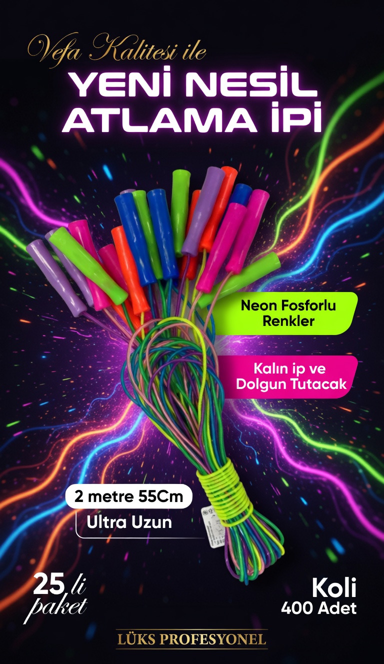 Lüks Atlama İpi Kalın Model/ 25li Paket