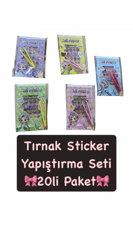 Adet: 13,5 ₺ /  Tırnak Sticker  Cımbızlı Set / 20li Paket