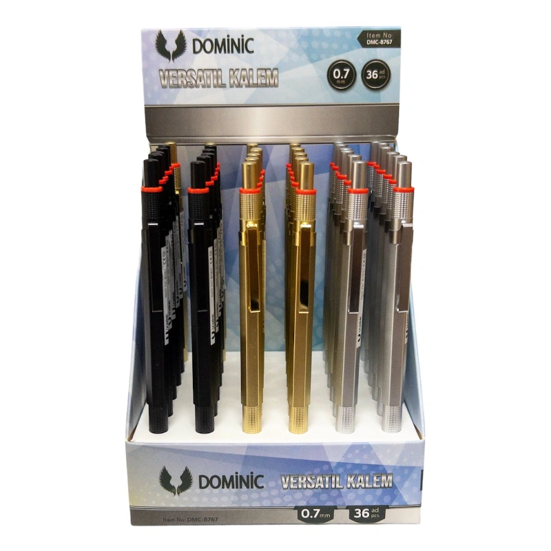 8767 Dominic Lüks Metalik Versatil Kalem / 36lı Stant